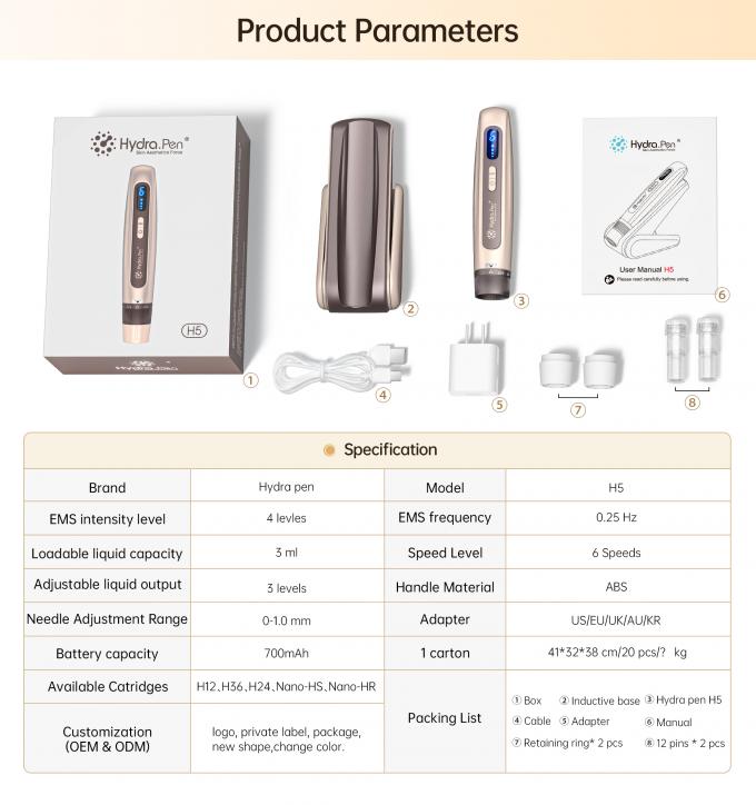 Neuester 4-Pol EMS Automatischer Serum Applikator Hydra Pen H5 Gesichtshaut Derma Mikronadelstift Essenz Kollagen Regeneration 9